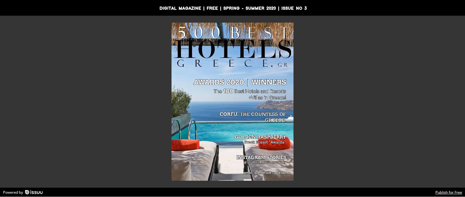 CLICK TO READ ISSUE NO 3 ON ISSUU.COM | DIGITAL MAGAZINE | SPRING - SUMMER 2020 | ISSUE NO 3 | 500besthotelsgreece.gr