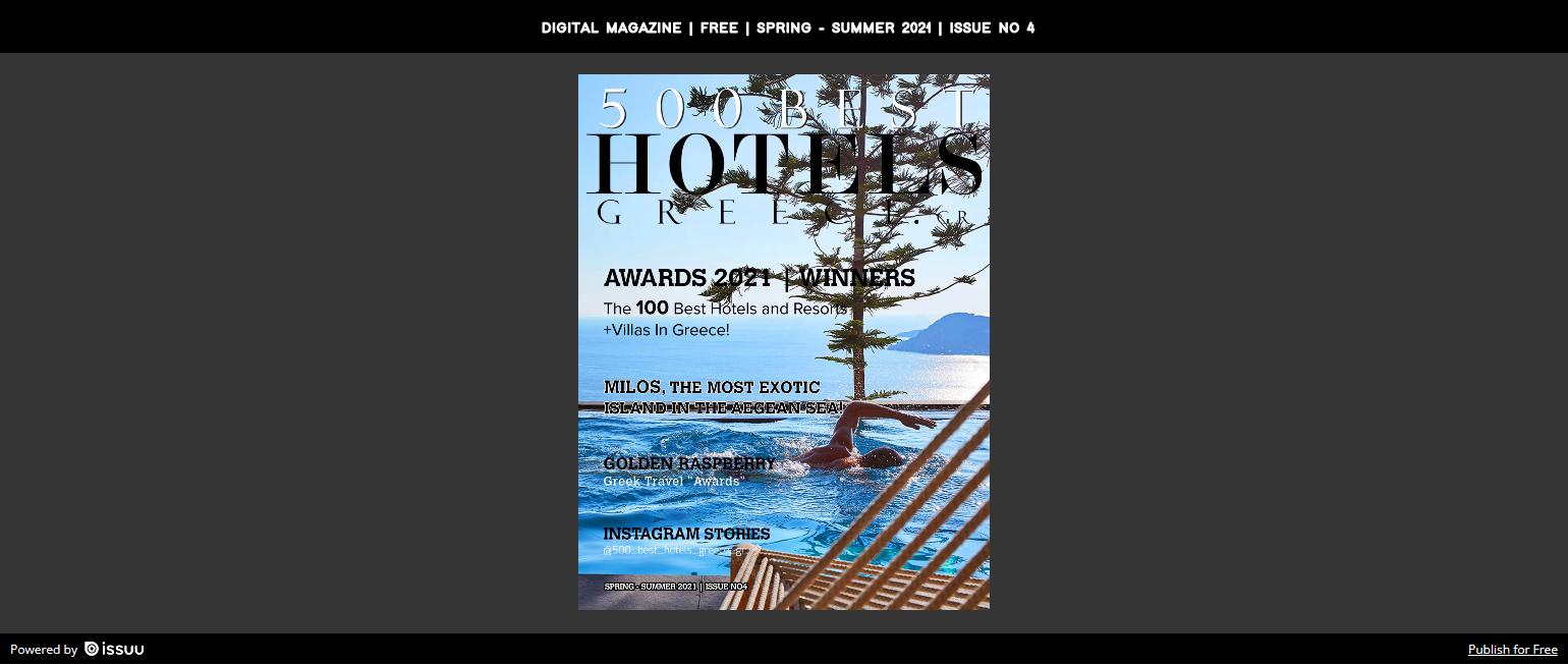 CLICK TO READ ISSUE NO 4 ON ISSUU.COM | DIGITAL MAGAZINE | SPRING - SUMMER 2021 | ISSUE NO 4 | 500besthotelsgreece.gr