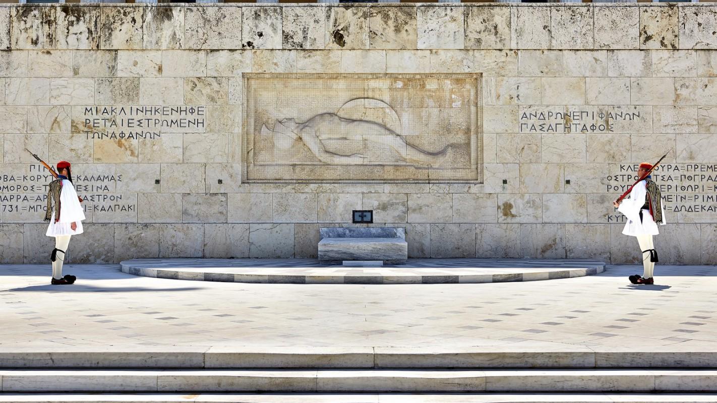Evzones, Presidential Guard, guarding the Tomb of the Unknown Soldier in Athens, Attica, Greece