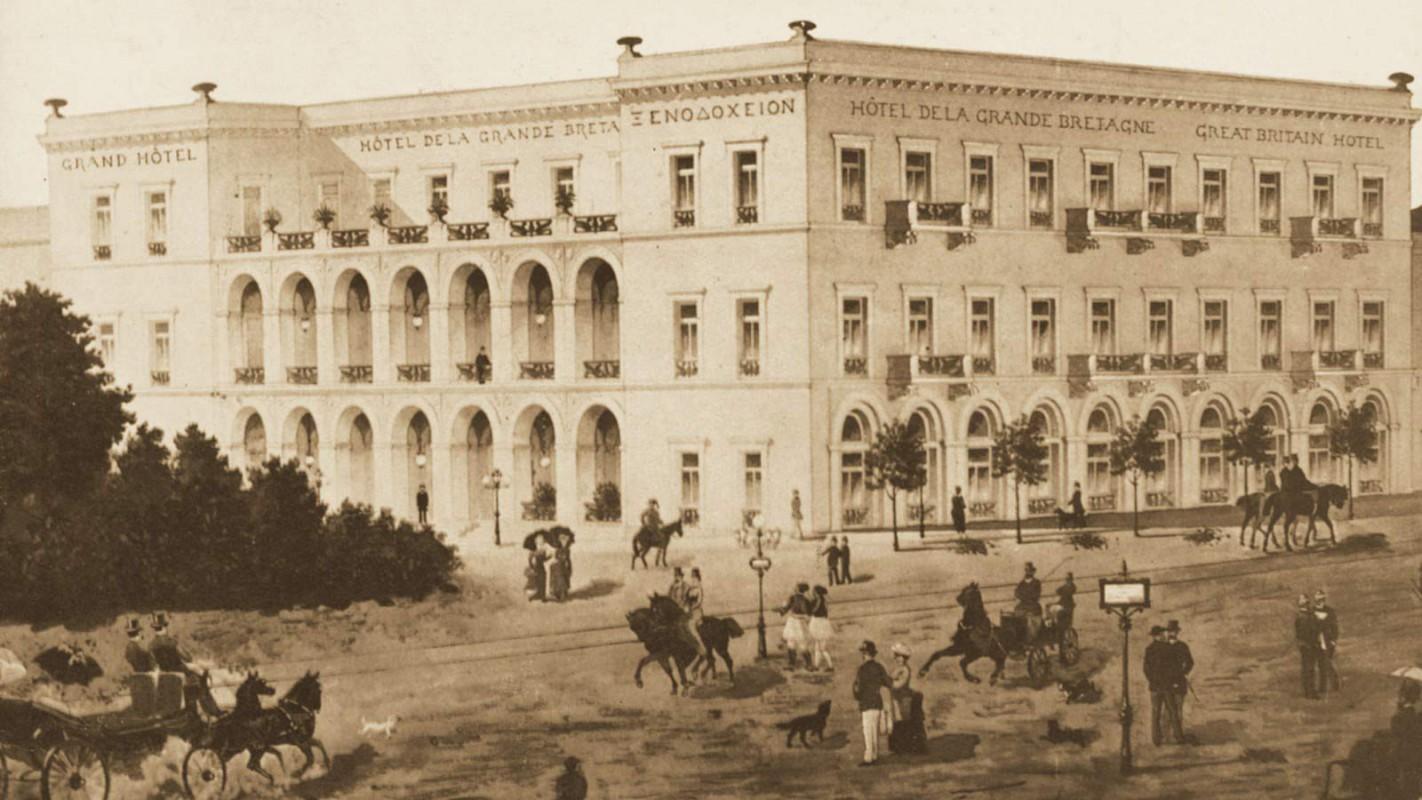 Hotel Grande Bretagne, Historic Image 19th. Century, Athens, Attica, Greece